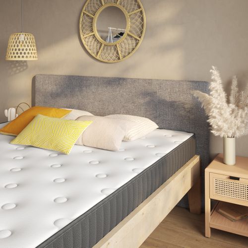 Tête de lit grise L.180 cm SIMMONS ETOFFE vue d'ambiance 1