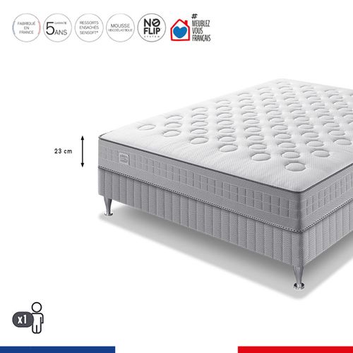 Ensemble Matelas  Ressorts Ensachés 140x190 INTIAL Ferme, H23 + sommier + Couette