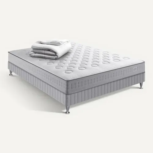 Ensemble Matelas  Ressorts Ensachés 140x190 INTIAL Ferme, H23 + sommier + Couette