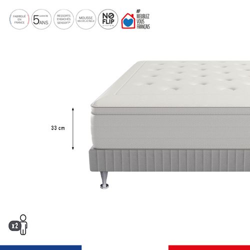 Matelas Reflexion 160x200, Ressort Ensachés, Ferme, H33 + 2 Oreillers 60x60