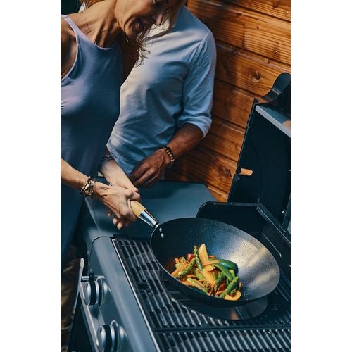Wok In Acciaio Carbonio CAMPINGAZ Per Barbecue Modular - Con Rivestimento Antiaderente E Posate In Legno, Diametro 30 Cm