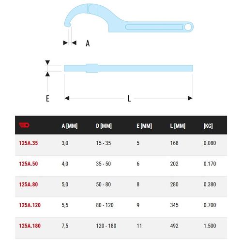 AMF 51656 Clé à Crochet Articulée, 35-60 Mm, Noir