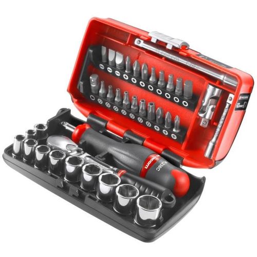 Coffret De Douilles Et Embouts 1/4" 38 Pièces Avec Cliquet Compact