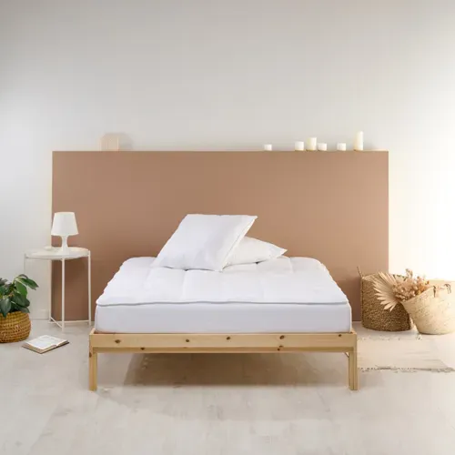 Surmatelas 90x190 Cm Sensation Duvet Confort Moelleux Enveloppe 100% Coton