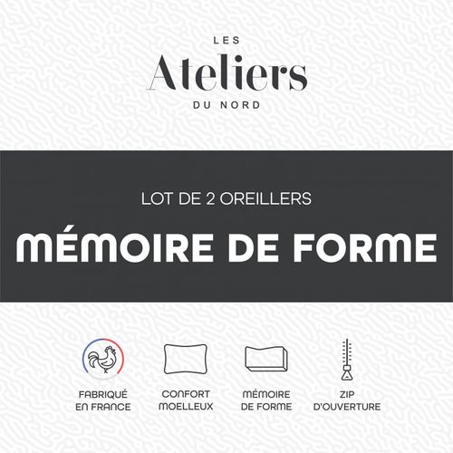 Lot De 2 Oreillers Mémoire De Forme 60x60cm