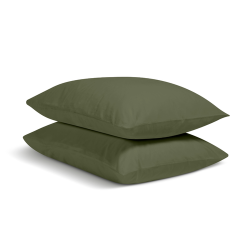 Lot De 2 Taies D'oreiller Unies 65x65cm Percale Kaki