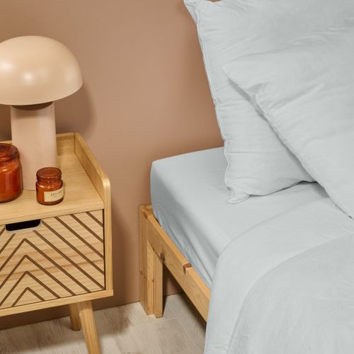 Drap Housse Uni 90x190cm Percale Gris Clair