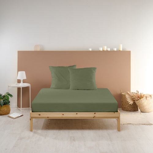 Drap Housse Uni 90x190cm Percale Kaki