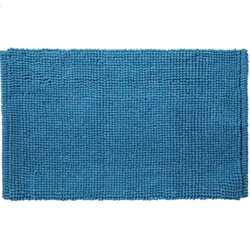 Tapis De Bain En Polycoton Uni Bleu 50x80cm