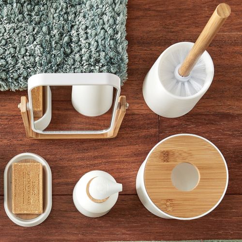 Poubelle à Coton Couvercle Bambou 1.5l