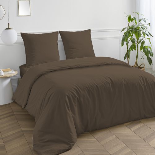 Drap Housse En Coton 57 Fils Uni Bonnet 25cm Taupe 180x200cm