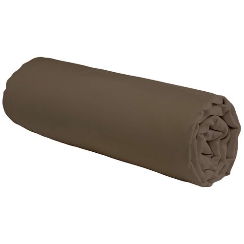 Drap Housse En Coton 57 Fils Uni Bonnet 25cm Taupe 180x200cm