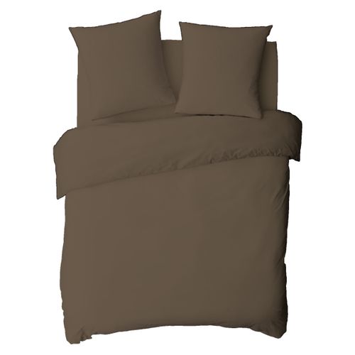 Drap Housse En Coton 57 Fils Uni Bonnet 25cm Taupe 180x200cm