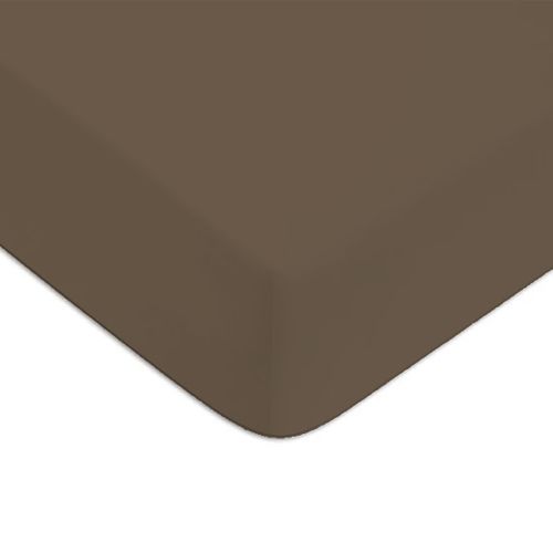 Drap Housse En Coton 57 Fils Uni Bonnet 25cm Taupe 180x200cm