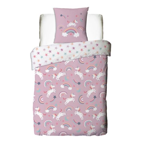 Parure De Lit Enfant Réversible Licorne 140x200cm