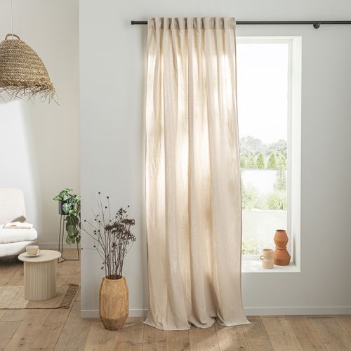 Rideau Uni En Gaze De Coton Pattes Cachées à L'unité 140x260cm Beige