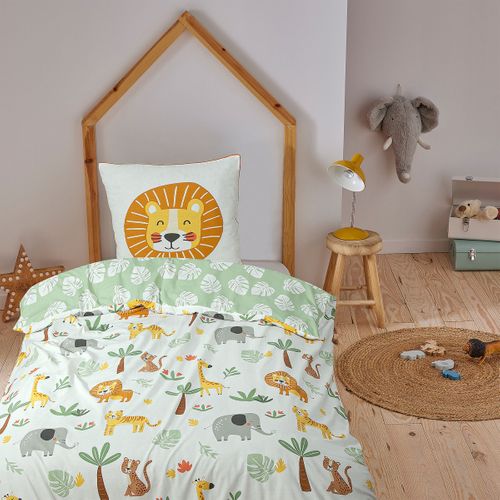 Parure De Lit Enfant Lion Jungle Réversible 140x200cm