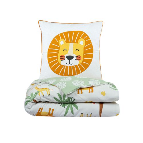 Parure De Lit Enfant Lion Jungle Réversible 140x200cm