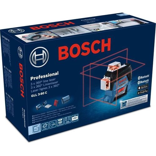 Niveau Laser Lignes Gll 3-80 C - 0601063r00 - Noir Et Bleu - Sans Fil - Portée 120 M