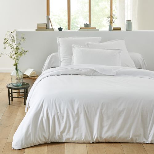 Drap Housse Uni En Coton Blanc 160x200