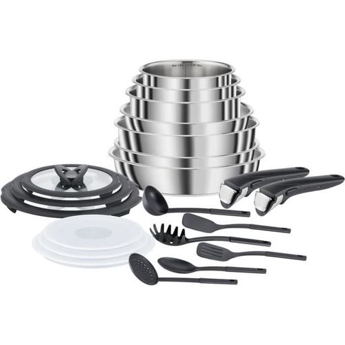 Batterie De Cuisine 20 Pieces Inox Induction, Poeles, Casseroles, Sauteuse, Couvercles, Spatules