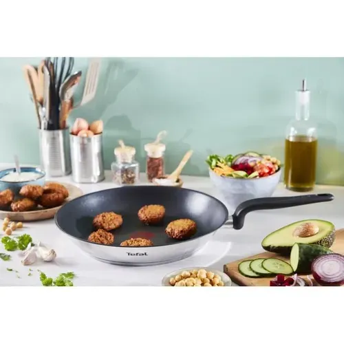 Poele Inox Avec Revetement Anti-adhésif 28 Cm Compatible Induction