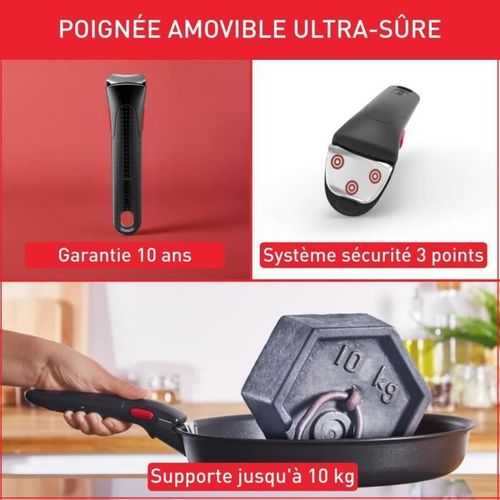 Lot De 3 Casseroles Tefal Ingenio Emotion 16/18/20 Cm + Poignée Amovible, Acier Inoxydable