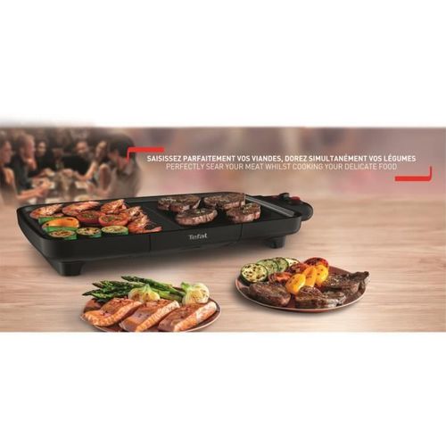 Plancha Électrique Booster, Chauffe Rapide, Deux Zones Cuisson, Thermostat, Large Surface - Cb642810