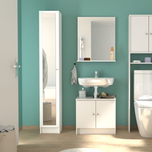 Colonne de salle de bain porte miroir FLASH II blanc vue d'ambiance 1