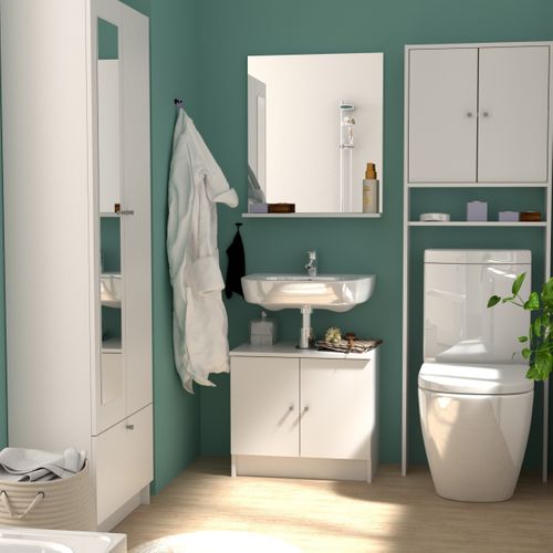 Colonne de salle de bain 2 portes FLASH II blanc vue d'ambiance 1