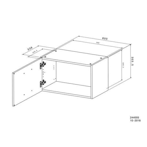 Meuble Haut Court 1 Porte - Oslo - Blanc - L 60 X P 36 X H 35 Cm - Cuisine - Mat