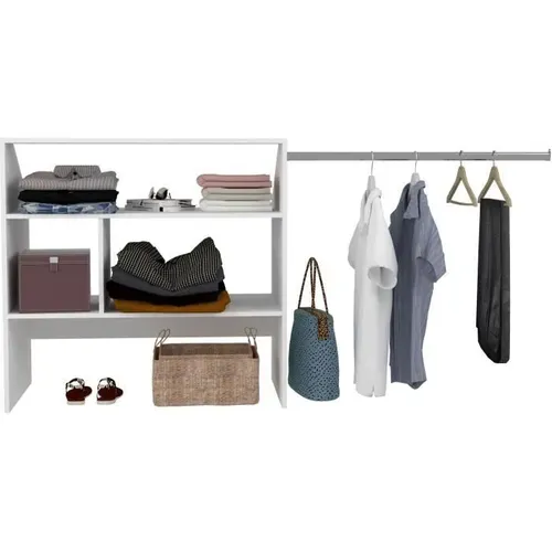 Kit Dressing Sous Comble Artic Ekipa - Décor Mélaminé Blanc - 1 Penderie - L197 X P50 X H94 Cm