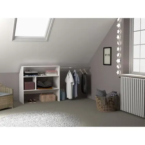 Kit Dressing Sous Comble Artic Ekipa - Décor Mélaminé Blanc - 1 Penderie - L197 X P50 X H94 Cm