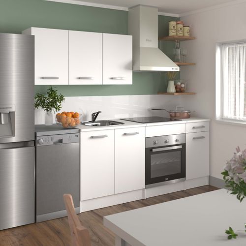 Bas 40 cm 1 porte 1 tiroir UNO blanc mat vue d'ambiance 1