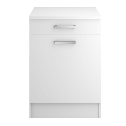Bas 60 cm 1 porte 1 tiroir UNO blanc mat