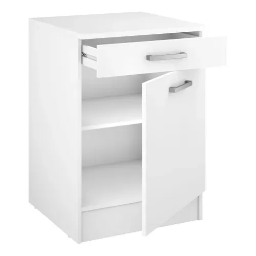 Bas 60 cm 1 porte 1 tiroir UNO blanc mat