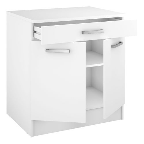 Bas 80 cm 2 portes 1 tiroir UNO blanc mat