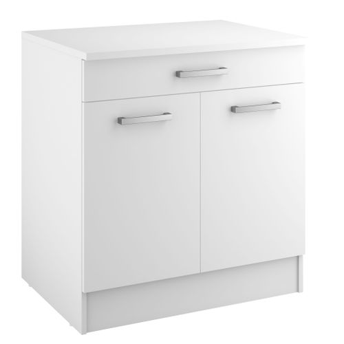Bas 80 cm 2 portes 1 tiroir UNO blanc mat