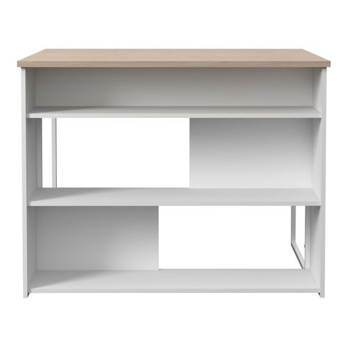 Ilot de cuisine TASTE imitation chêne et blanc vue de face