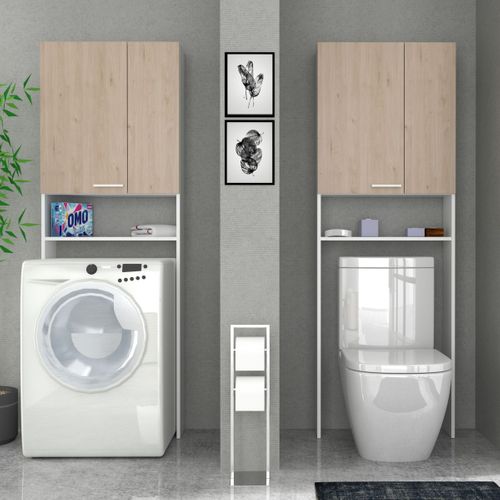 Entourage de WC WOODY imitation chêne et blanc vue d'ambiance 1