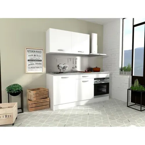 Cuisine Complète - L 180 Cm - Blanc Mat - Plan De Travail Inclus - Oslo