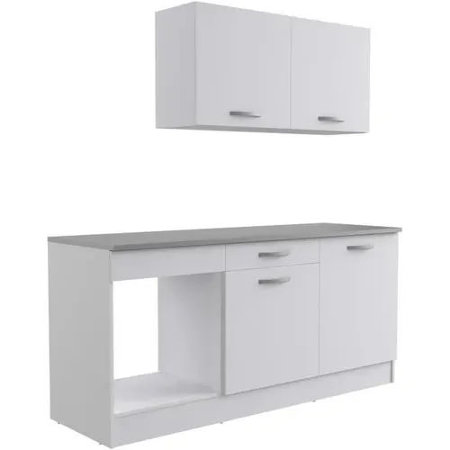Cuisine Complète - L 180 Cm - Blanc Mat - Plan De Travail Inclus - Oslo