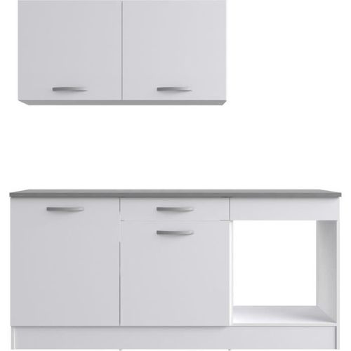 Cuisine Complète - L 180 Cm - Blanc Mat - Plan De Travail Inclus - Oslo