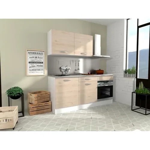 Cuisine Complète - L 180 Cm - Chêne - Plan De Travail Inclus - Oslo