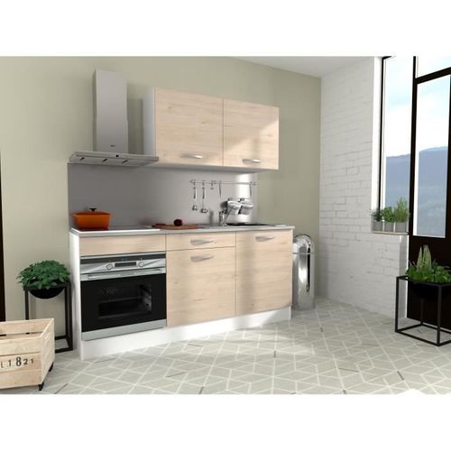 Cuisine Complète - L 180 Cm - Chêne - Plan De Travail Inclus - Oslo