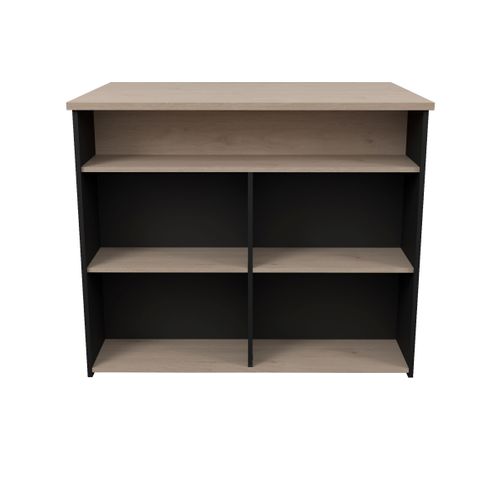 Ilot de cuisine BRUNCH imitation chêne et noir vue de face