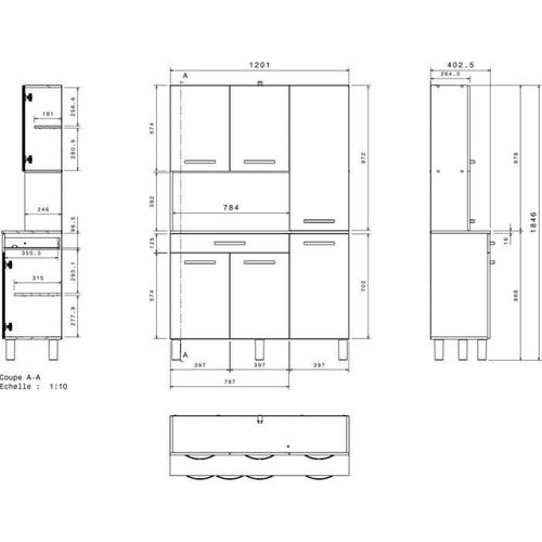 Buffet ESSENTIEL gris brillant vue accessoires