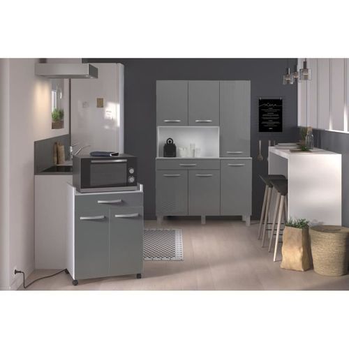 Buffet ESSENTIEL gris brillant vue d'ambiance 1