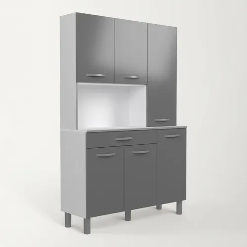 Buffet ESSENTIEL gris brillant vue 3/4