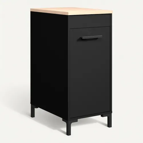 Bas 40 cm 1 porte ONYX noir vue 3/4